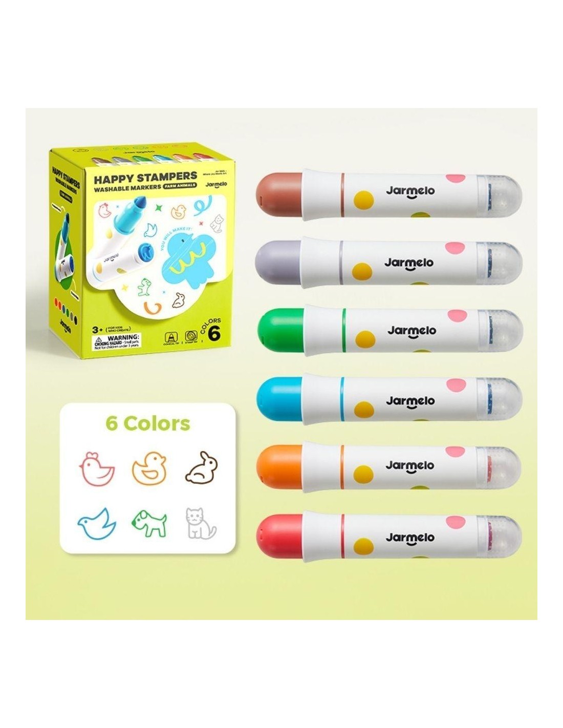 Rotuladores lavables con sello de Animales 12uds