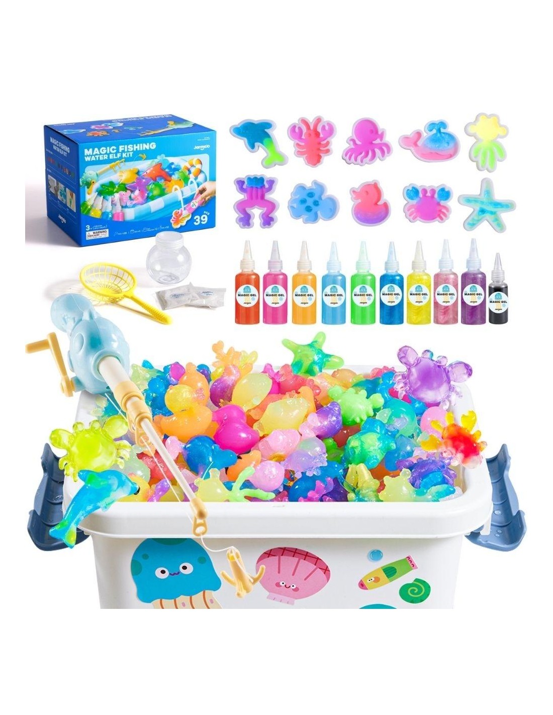 Set figuritas de gel 3D en agua