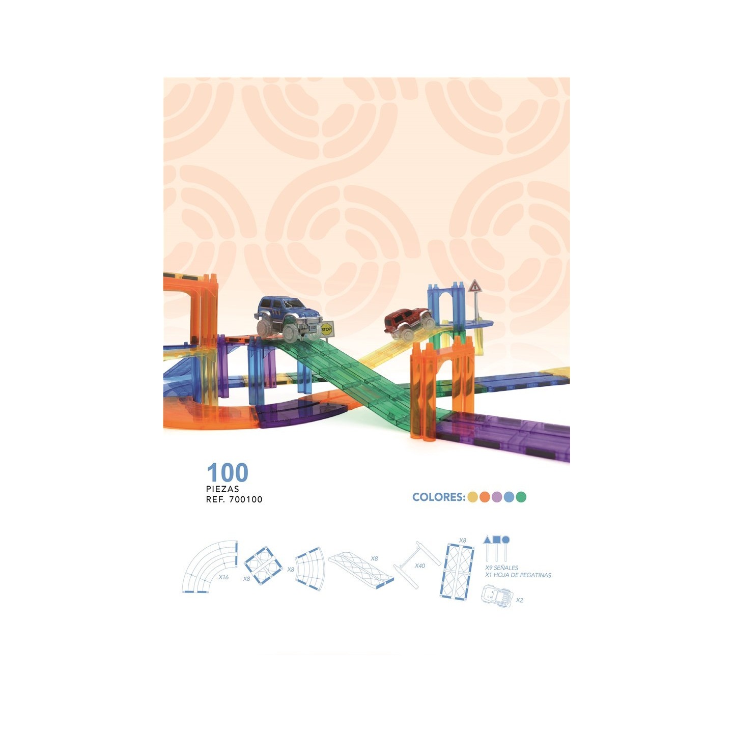 Nomic Pista de Carreras Magnética Vroom 100 Piezas