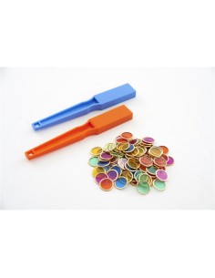 Conjunto 2 varitas magnéticas y 100 fichas traslucidas