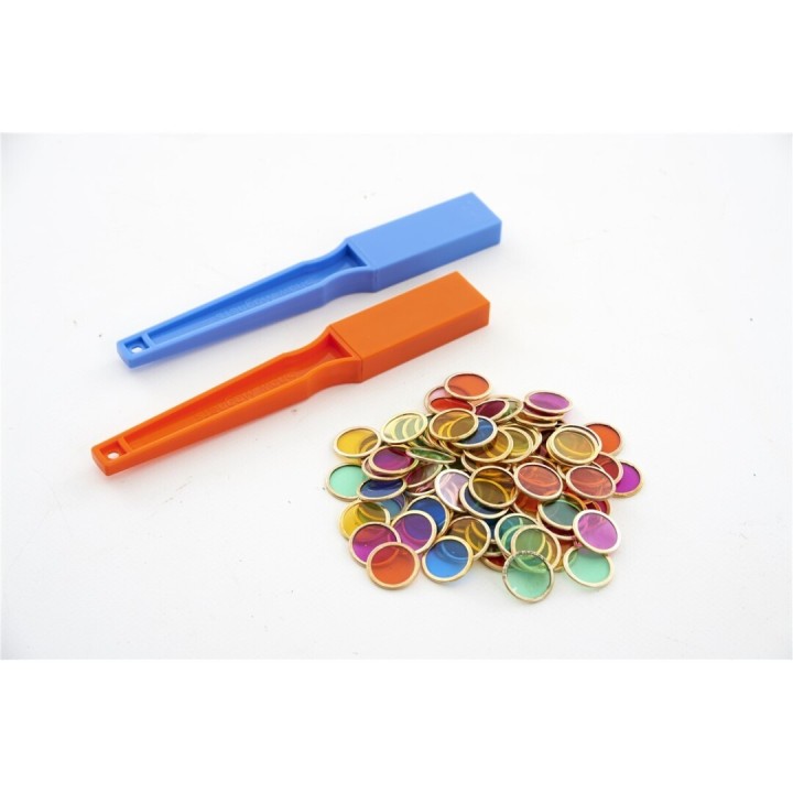 Conjunto 2 varitas magnéticas y 100 fichas traslucidas