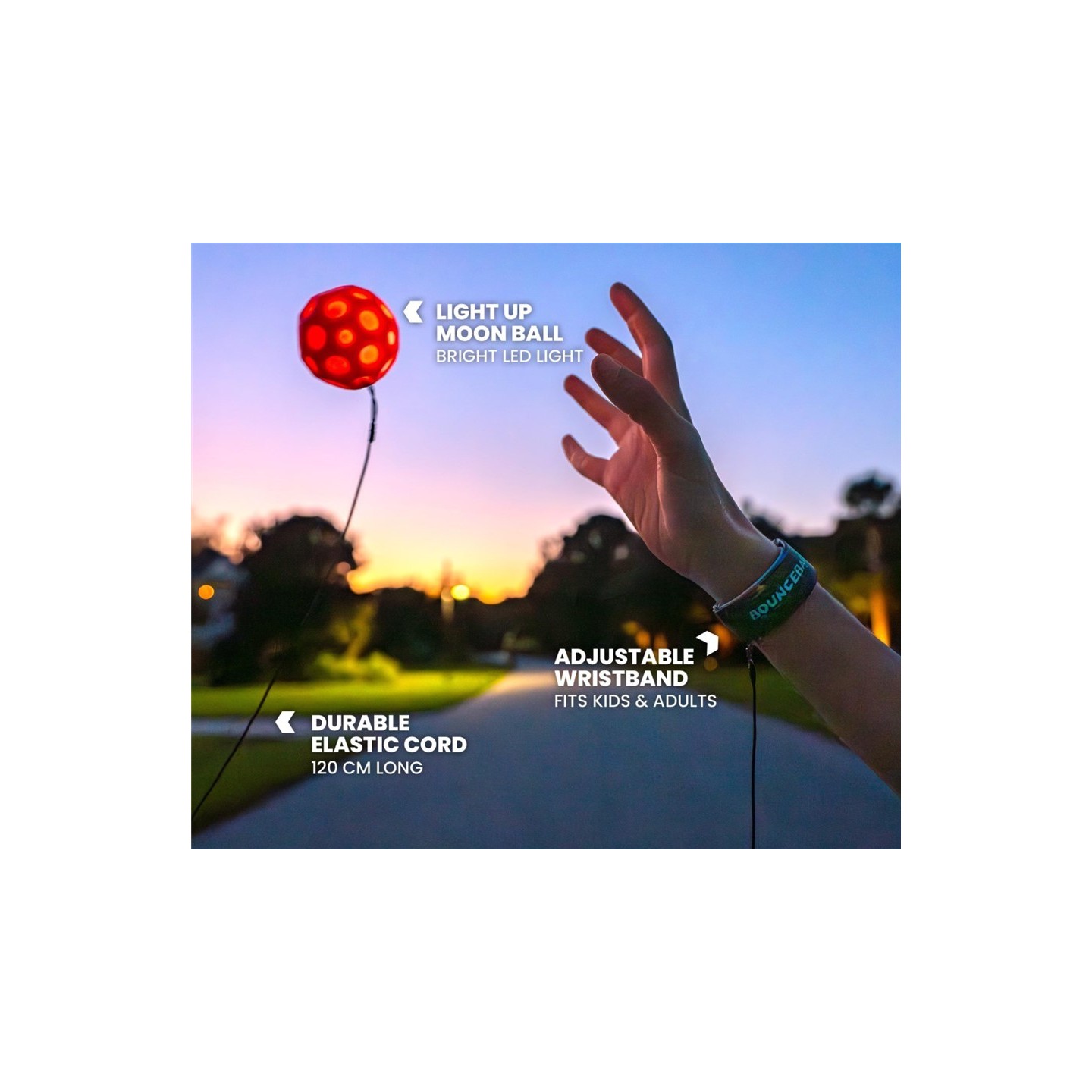 Waboba Pelota con cuerda elástica para muñeca LED