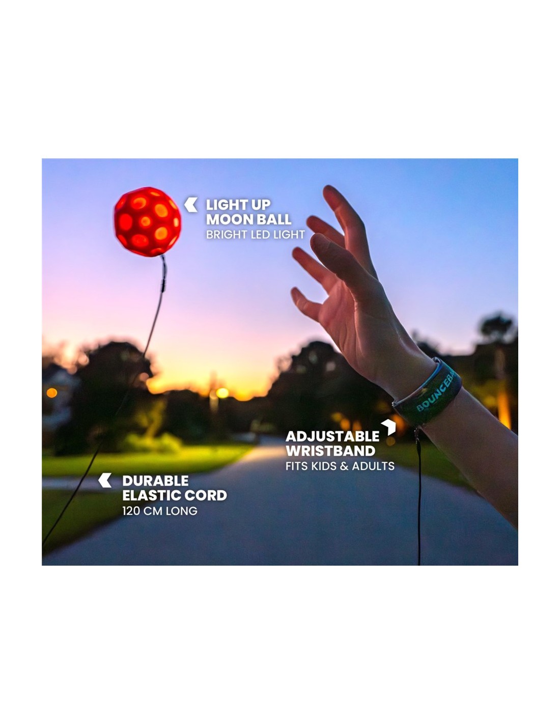Waboba Pelota con cuerda elástica para muñeca LED