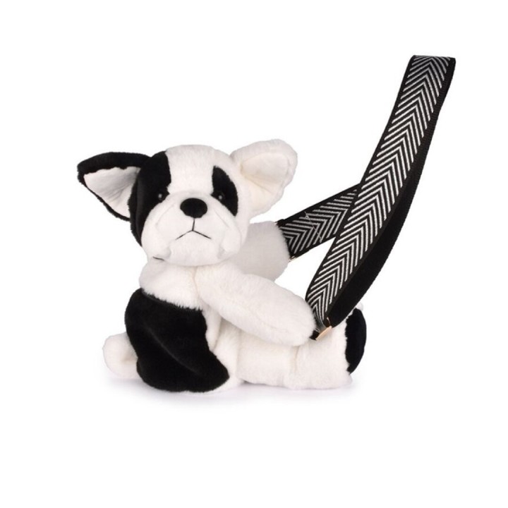 Bolso Peluche Perro blanco y negro