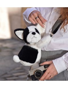 Bolso Peluche Perro blanco y negro 2