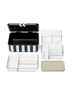 Caja de Almuerzo con 3 Bandejas Extraíbles Negra