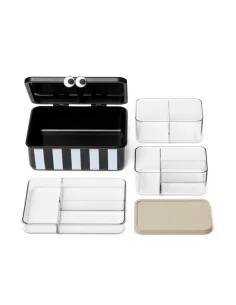 Caja de Almuerzo con 3 Bandejas Extraíbles Negra