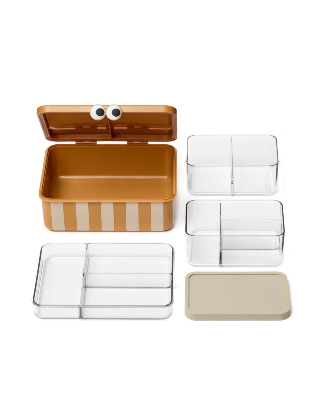 Caja de Almuerzo con 3 Bandejas Extraíbles Mostaza