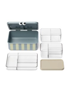 Caja de Almuerzo con 3 Bandejas Extraíbles Azul
