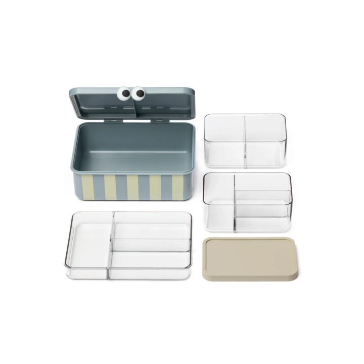 Caja de Almuerzo con 3 Bandejas Extraíbles Azul