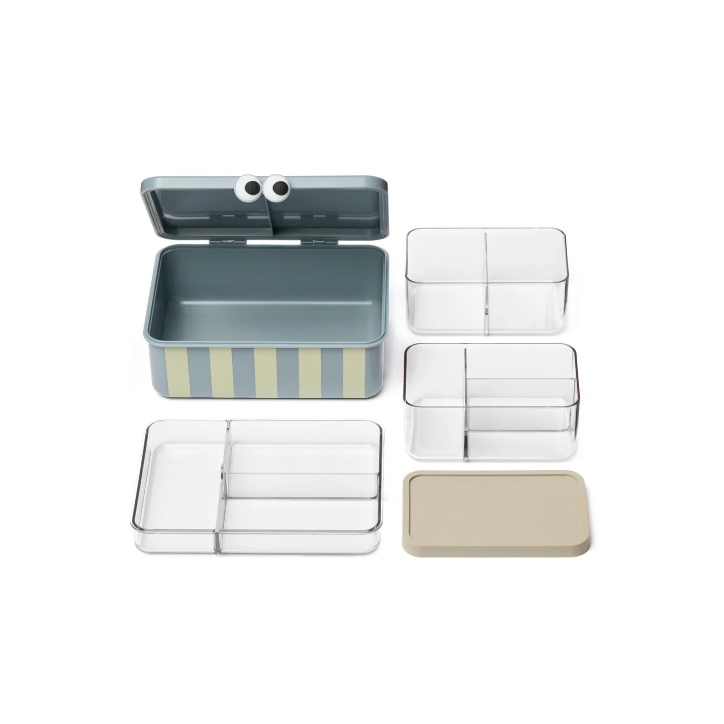 Caja de Almuerzo con 3 Bandejas Extraíbles Azul