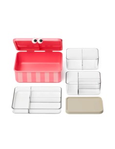 Caja de Almuerzo con 3 Bandejas Extraíbles Rosa
