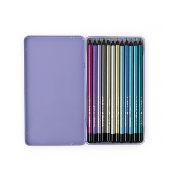 12 Lápices Colores Metalizados Cometes Filantes