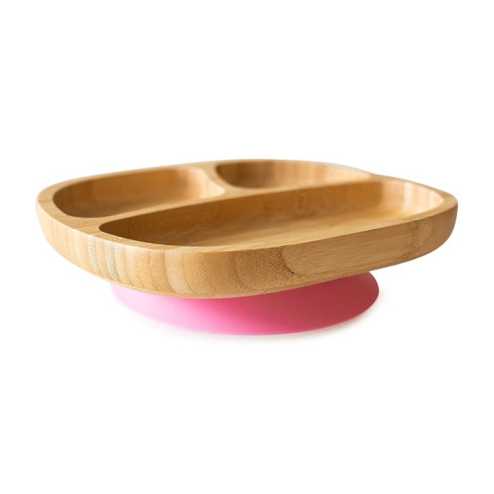 Plato Bambu con Ventosa Toddler Rosa Eco