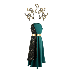 Disfraz verde de Medusa con Diadema de serpientes