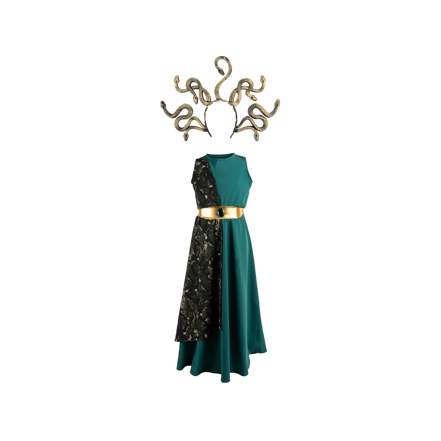 Disfraz verde de Medusa con Diadema de serpientes