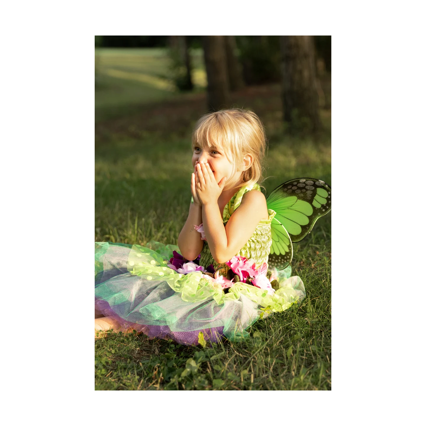 Vestido Fairy Blooms Deluxe con Alas Verde 5-6 Años