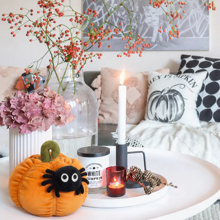 Peluche Calabaza con Araña 14 cm
