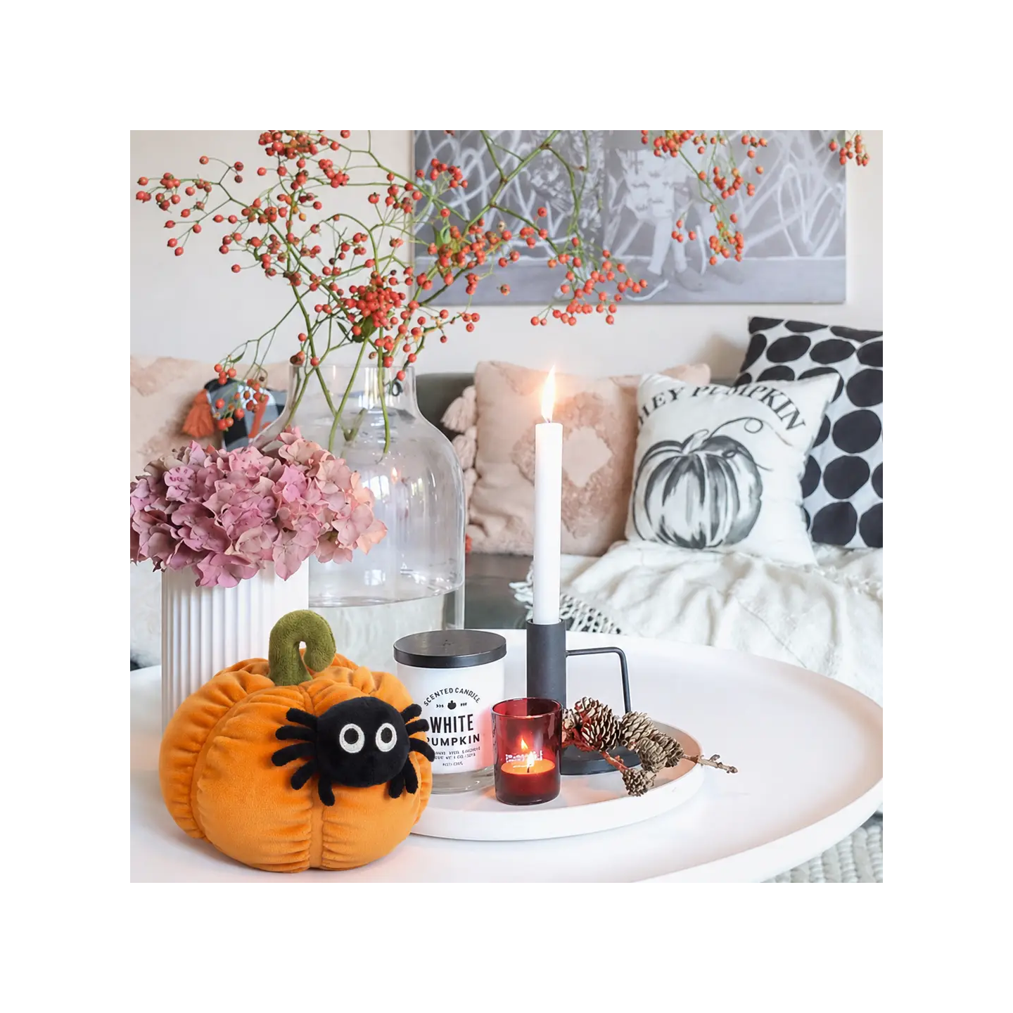 Peluche Calabaza con Araña 14 cm