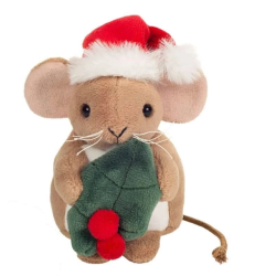 Peluche Ratoncito de Halloween con Hoja de Acebo 11 cm
