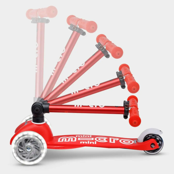 Patinete Mini Micro Deluxe LED Plegable Rojo