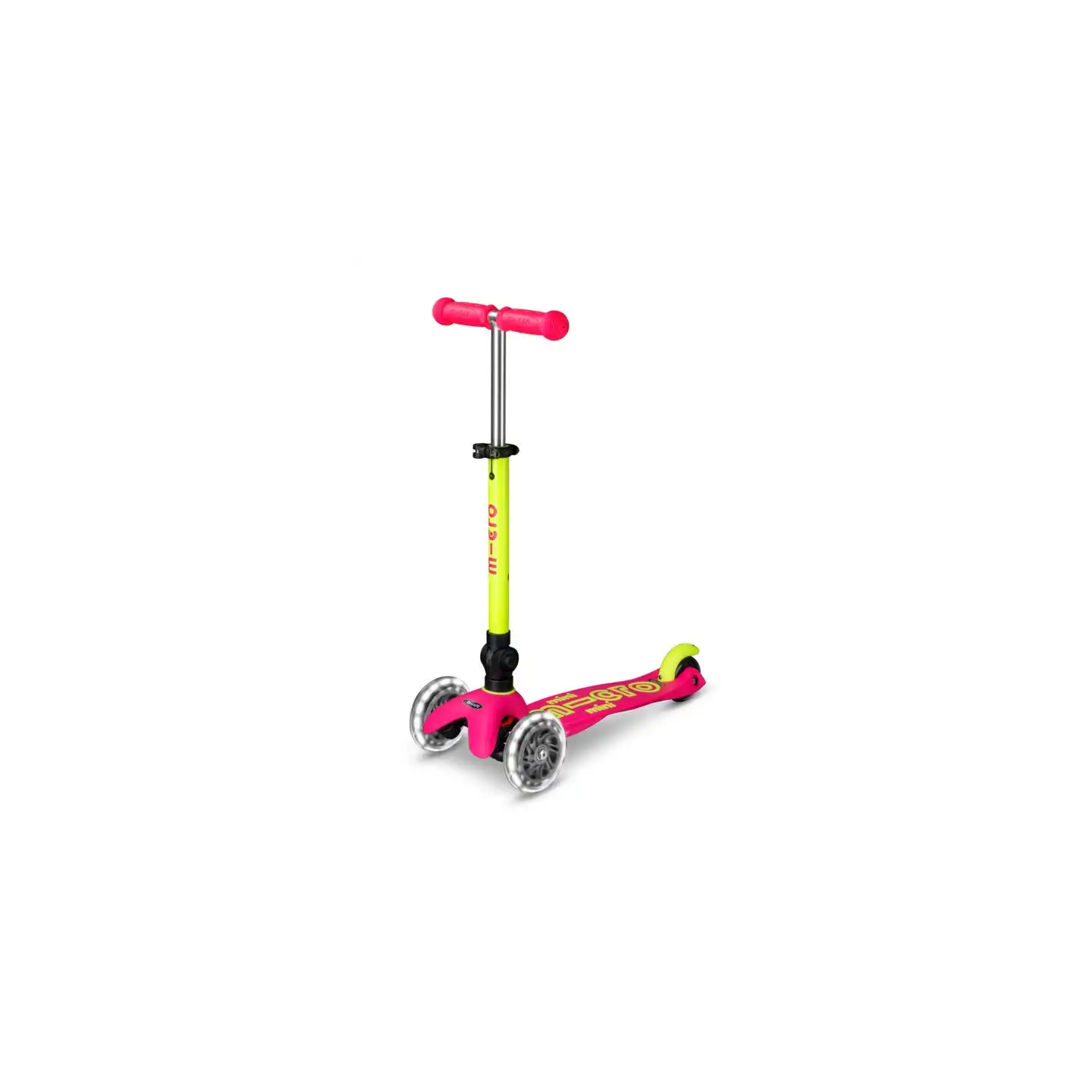 Patinete Mini Micro Deluxe LED NEON Plegable Rosa-Amarillo