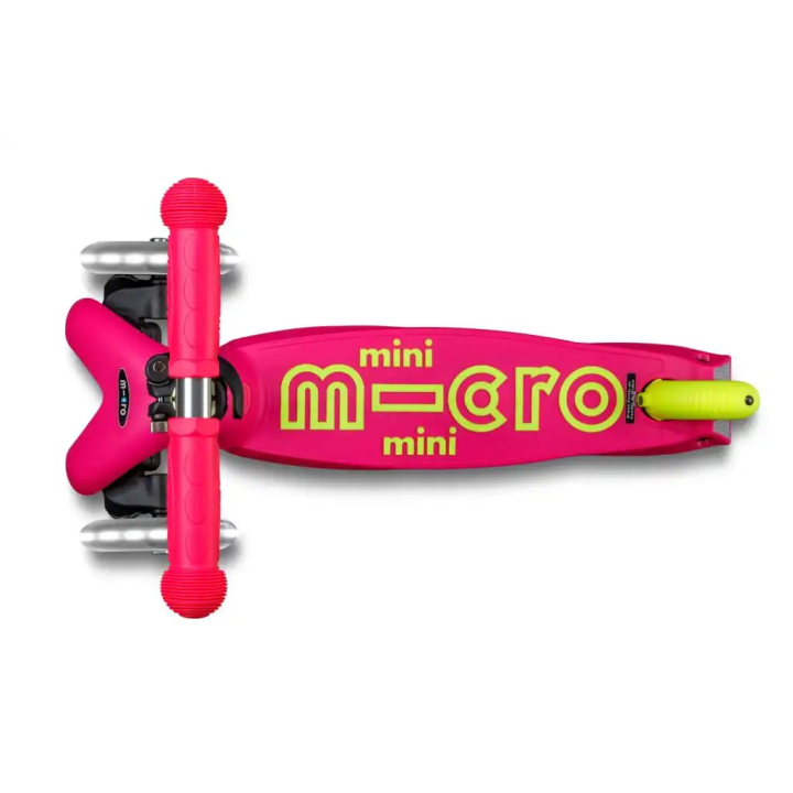 Patinete Mini Micro Deluxe LED NEON Plegable Rosa-Amarillo