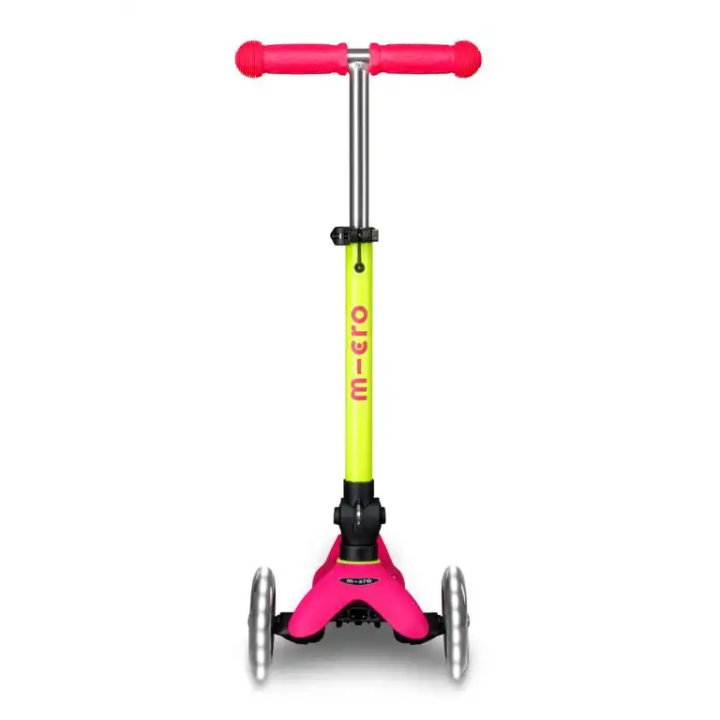 Patinete Mini Micro Deluxe LED NEON Plegable Rosa-Amarillo