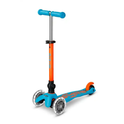 Patinete Mini Micro Deluxe LED NEON Plegable Azul-Naranja