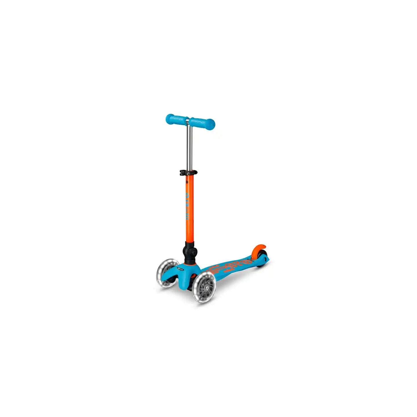 Patinete Mini Micro Deluxe LED NEON Plegable Azul-Naranja