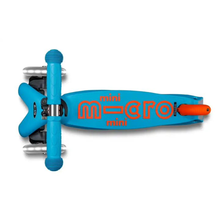 Patinete Mini Micro Deluxe LED NEON Plegable Azul-Naranja