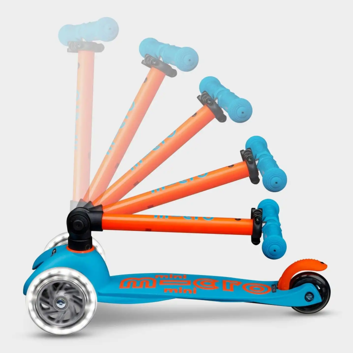 Patinete Mini Micro Deluxe LED NEON Plegable Azul-Naranja