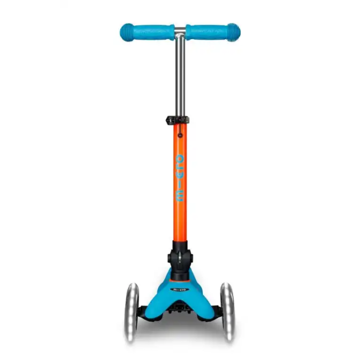 Patinete Mini Micro Deluxe LED NEON Plegable Azul-Naranja