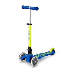 Patinete Mini Micro Deluxe LED NEON Plegable Azul-Amarillo