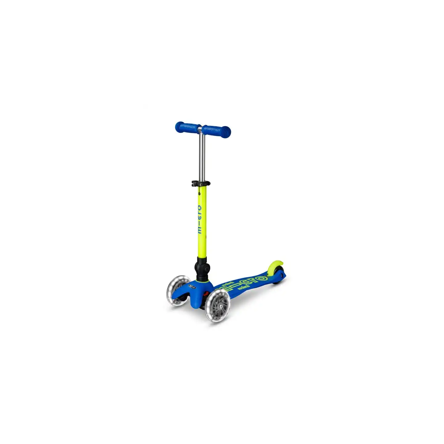 Patinete Mini Micro Deluxe LED NEON Plegable Azul-Amarillo