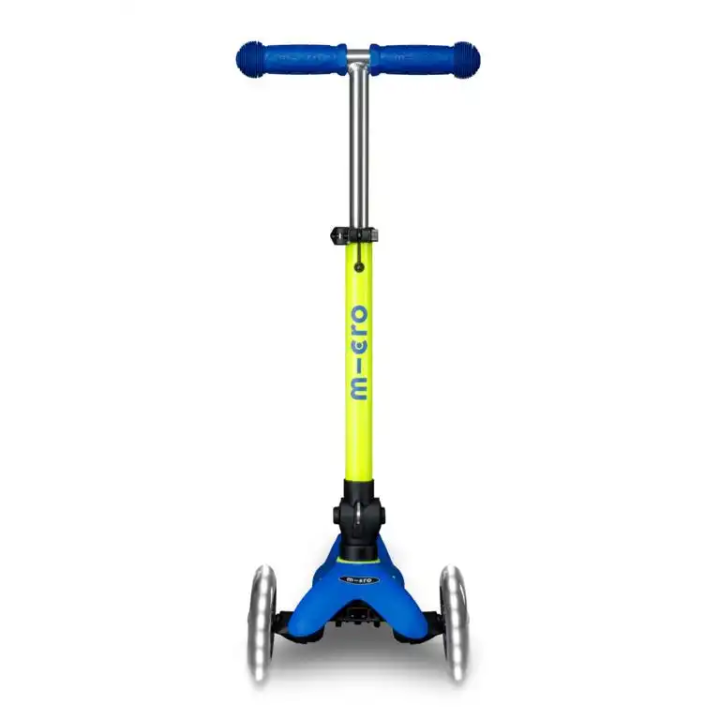 Patinete Mini Micro Deluxe LED NEON Plegable Azul-Amarillo