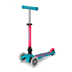 Patinete Mini Micro Deluxe LED NEON Plegable Aqua-Fucsia