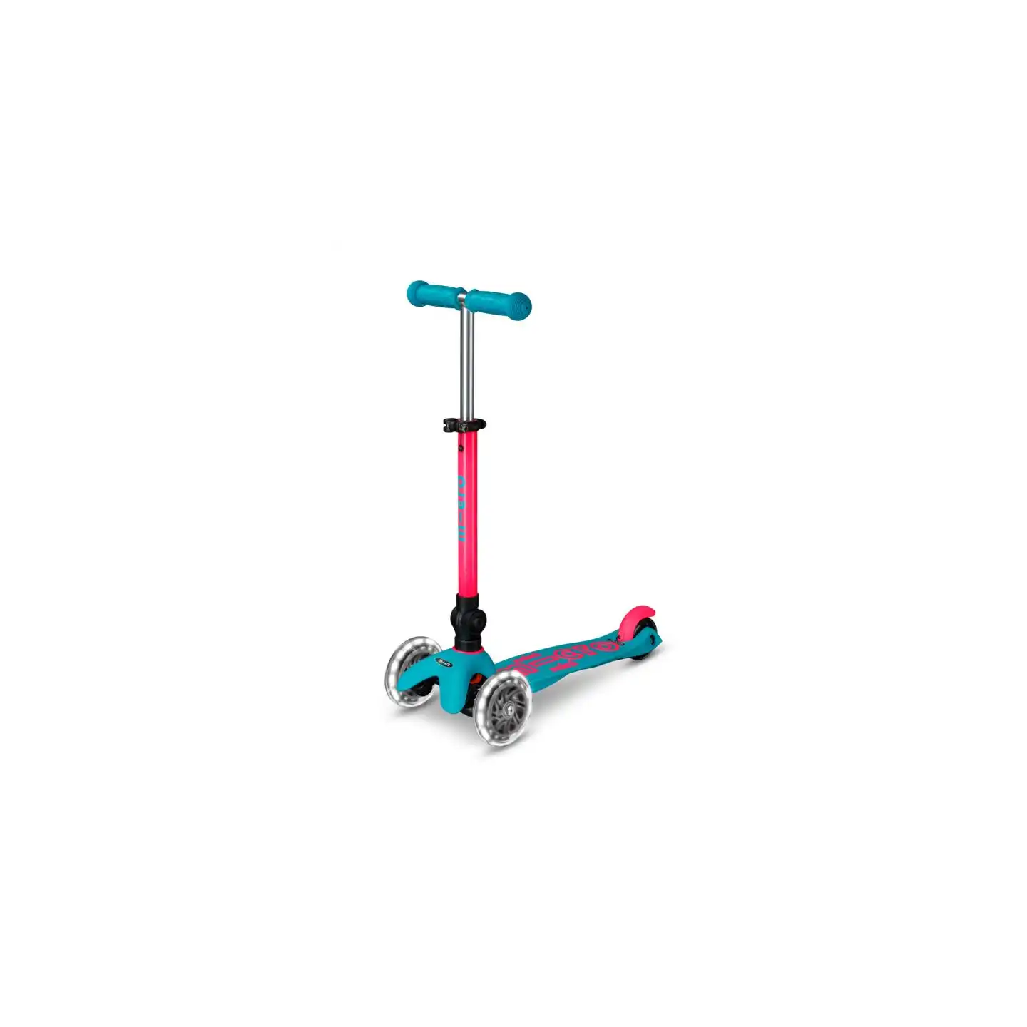 Patinete Mini Micro Deluxe LED NEON Plegable Aqua-Fucsia