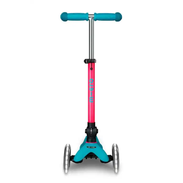 Patinete Mini Micro Deluxe LED NEON Plegable Aqua-Fucsia