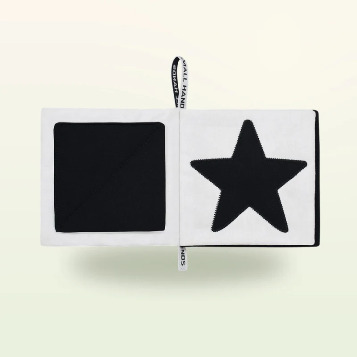 Libro sensorial de tela – Formas en blanco y negro