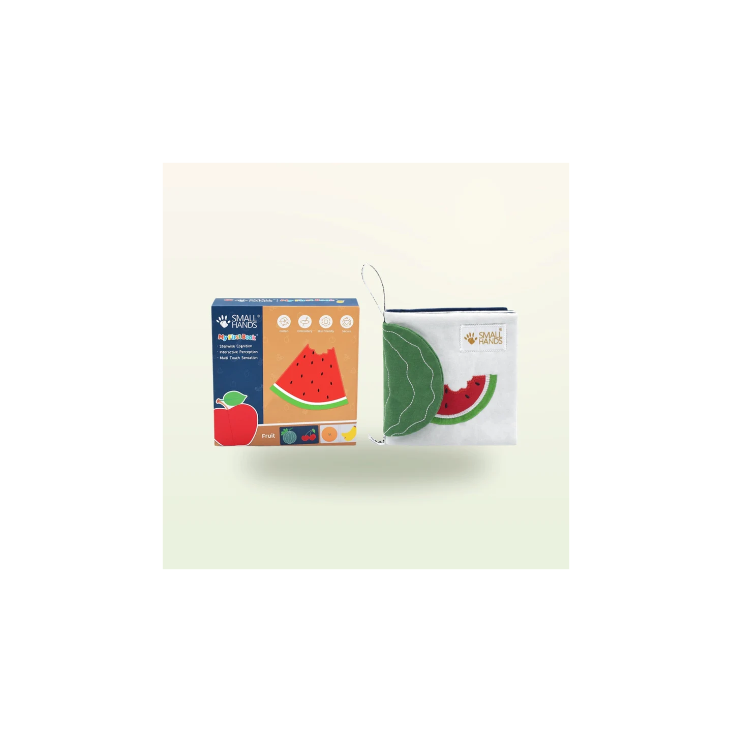 Libro sensorial de tela – Frutas exóticas
