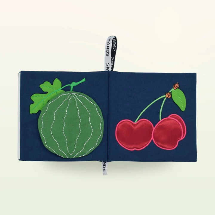 Libro sensorial de tela – Frutas exóticas