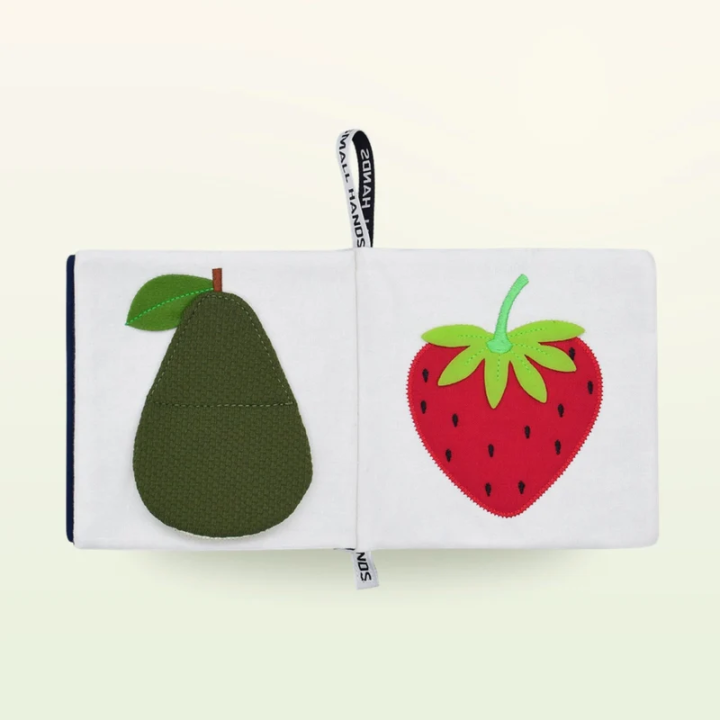 Libro sensorial de tela – Frutas