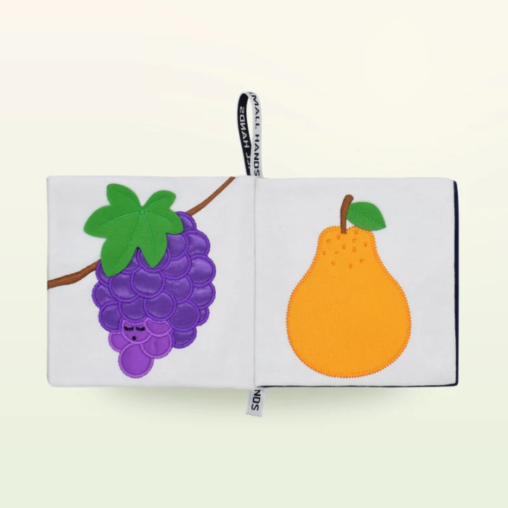 Libro sensorial de tela – Frutas