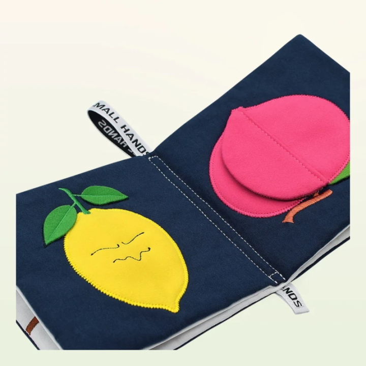 Libro sensorial de tela – Frutas