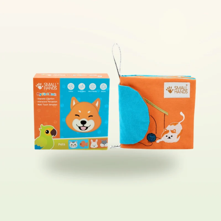 Libro sensorial de tela – Mascotas