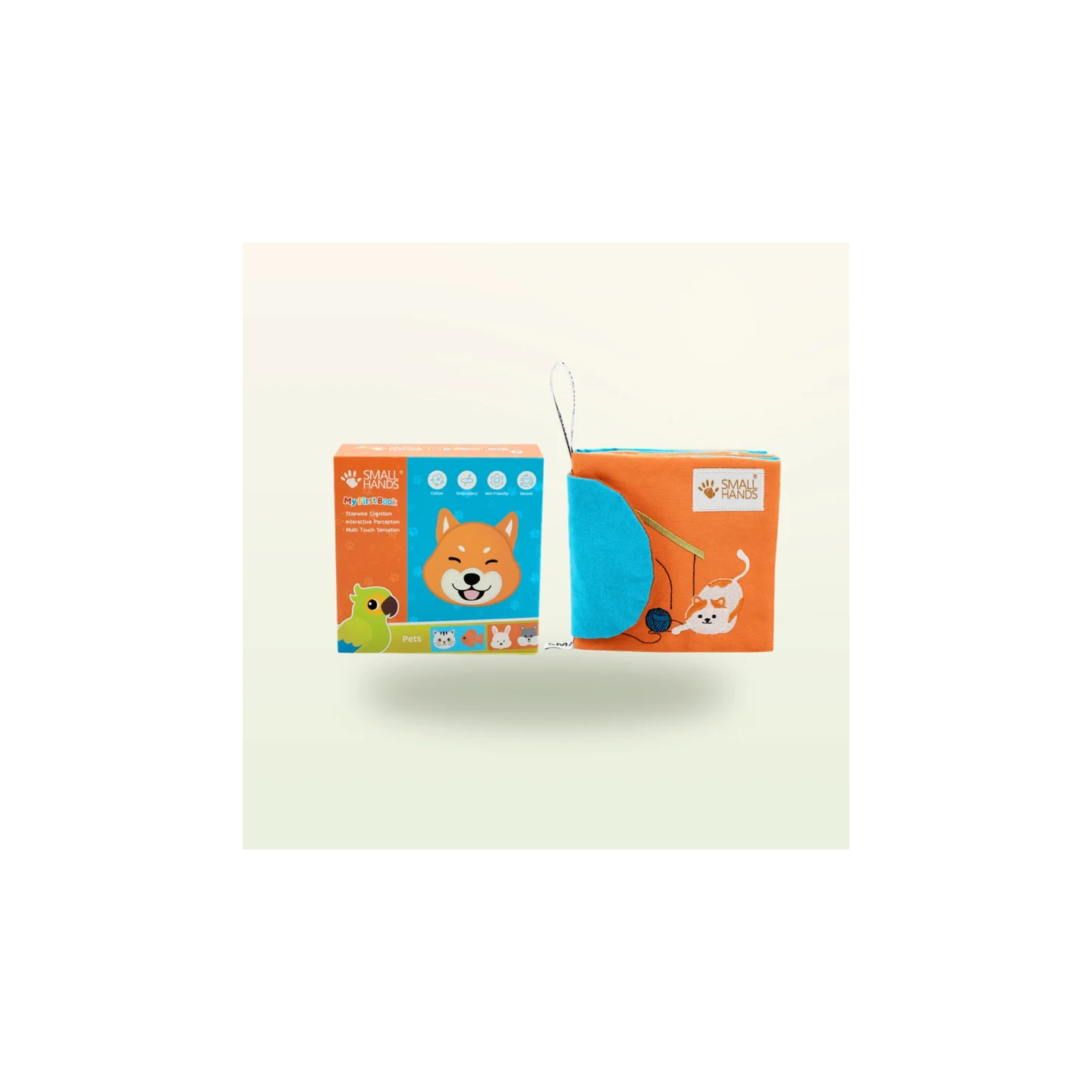Libro sensorial de tela – Mascotas