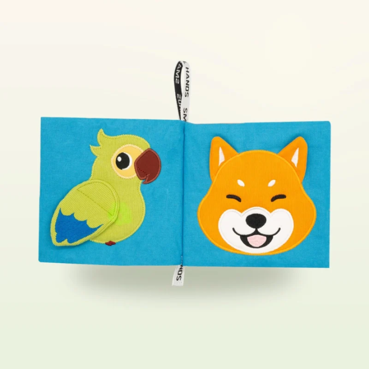 Libro sensorial de tela – Mascotas