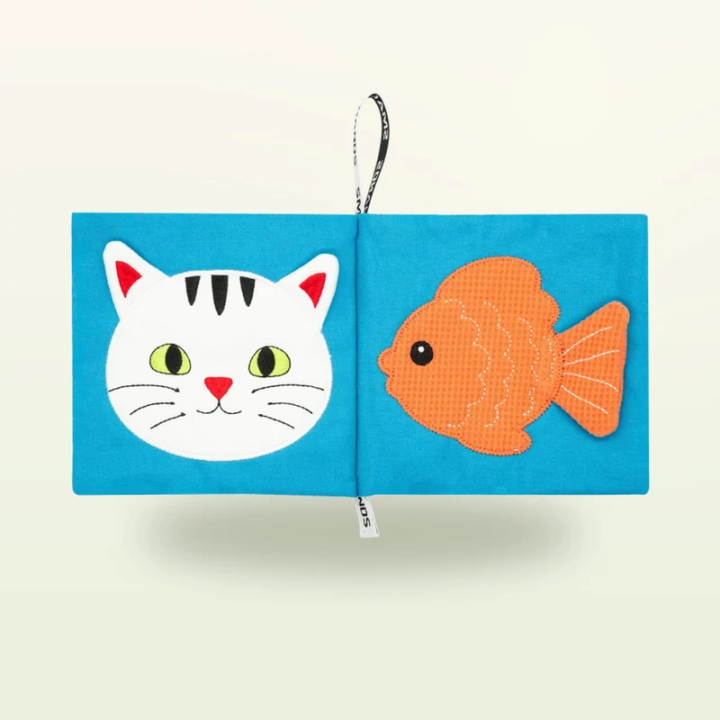 Libro sensorial de tela – Mascotas