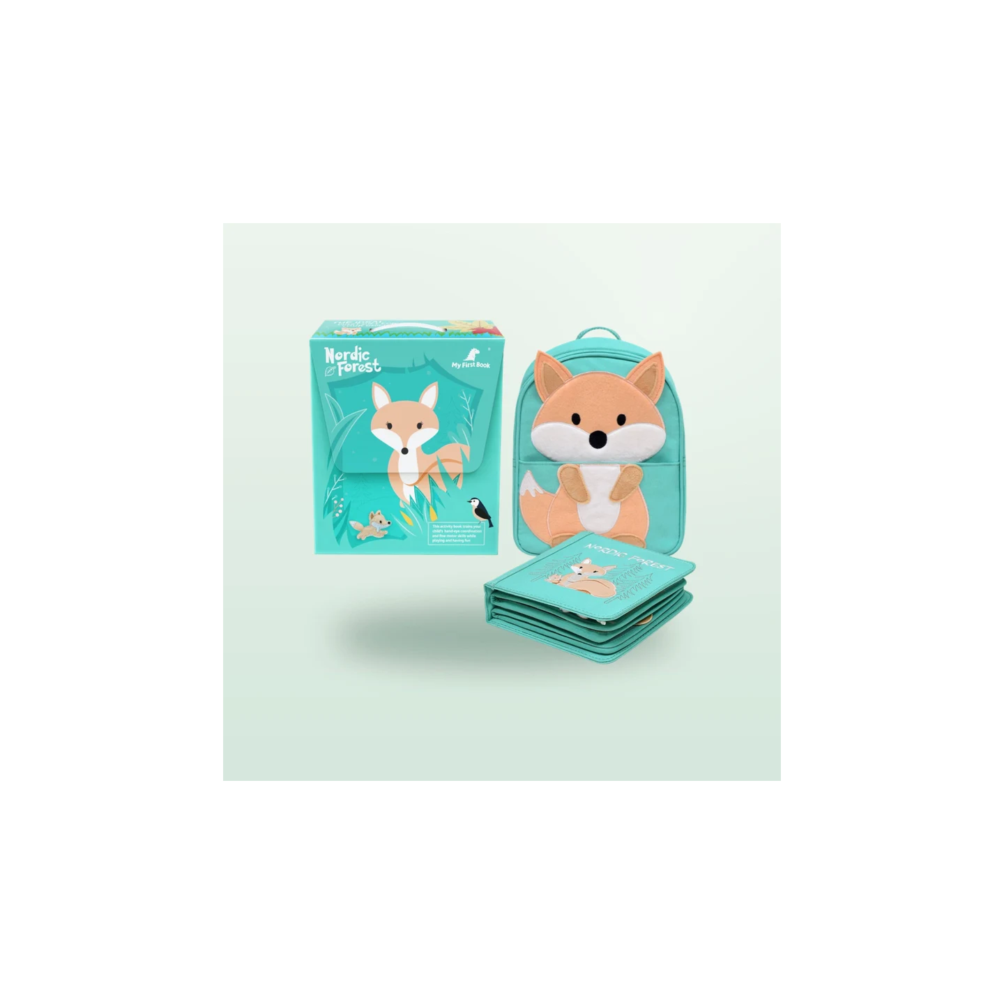 Libro de actividades Montessori – Animales del bosque nórdico con mochila
